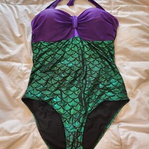 Purple and Green Mermaid Women's One Piece Swimsuit
